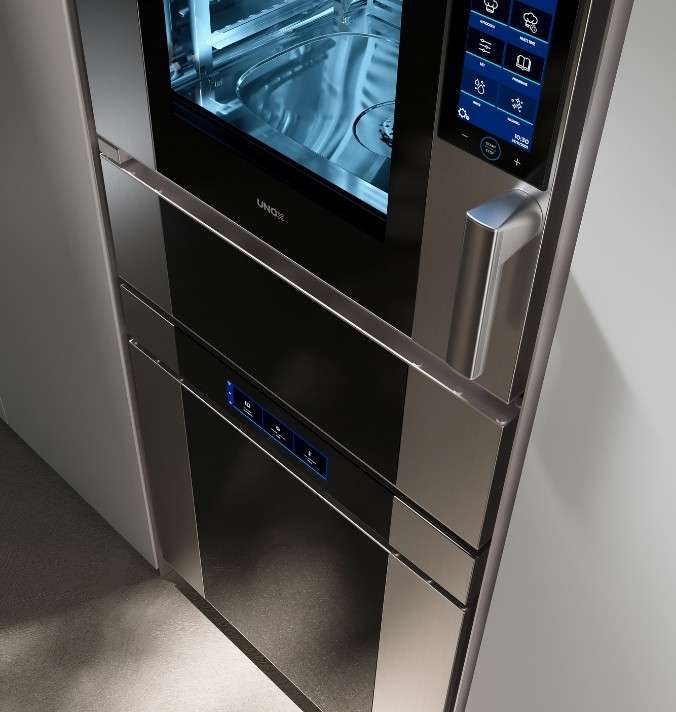 Unox Casa Model 1S and Fhiaba multifuction blast chiller in stainless steel